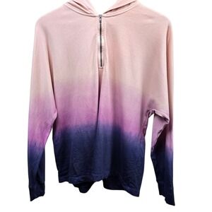 J. JILL Fit Twilight Dip-Dyed Ombre 1/4 Zip Hoodie Pullover Small Petite Comfy